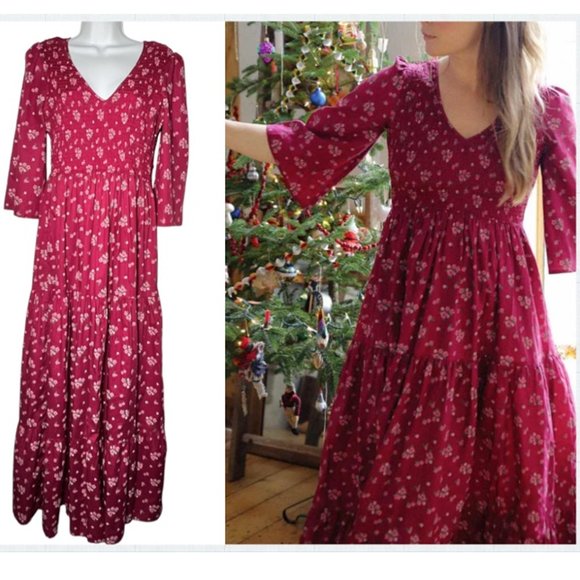 Christy Dawn Dresses & Skirts - Christy Dawn Basil Dress in Magenta Floral Bouquet Floral Organic Cotton M/L